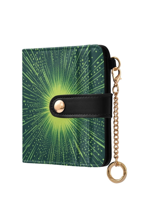 Womens Wallet PU Leather Bifold Small Purse with RFID Blocking Credit Card Holder Green Lightning Bolts