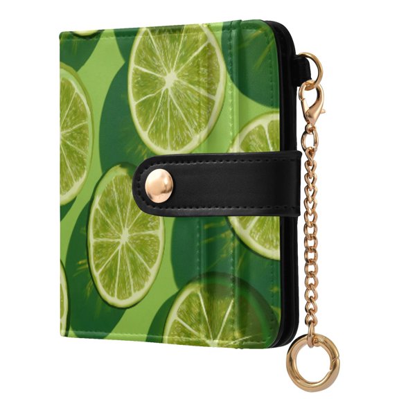 Womens Wallet PU Leather Bifold Small Purse with RFID Blocking Credit Card Holder Lime Slice Image