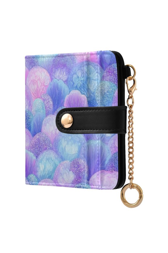 Womens Wallet PU Leather Bifold Small Purse with RFID Blocking Credit Card Holder Pale Purple Bubble Pattern