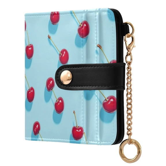 Womens Wallet PU Leather Bifold Small Purse with RFID Blocking Credit Card Holder Small Cherry