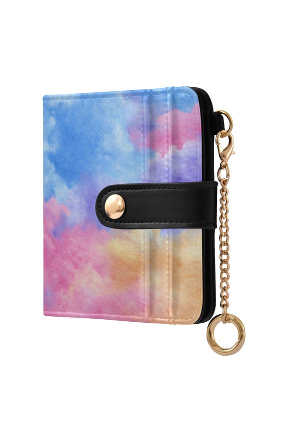 Womens Wallet PU Leather Bifold Small Purse with RFID Blocking Credit Card Holder Tie-dye Clouds Pattern