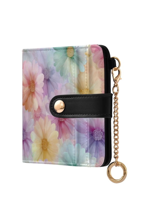Womens Wallet PU Leather Bifold Small Purse with RFID Blocking Credit Card Holder Tie-dye Daisies