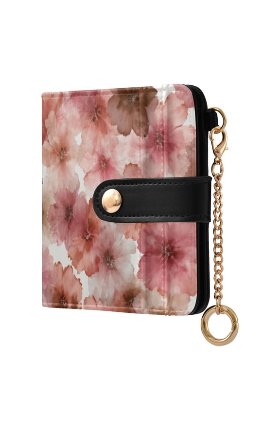 Womens Wallet PU Leather Bifold Small Purse with RFID Blocking Credit Card Holder Tie-dye Flowers Pattern