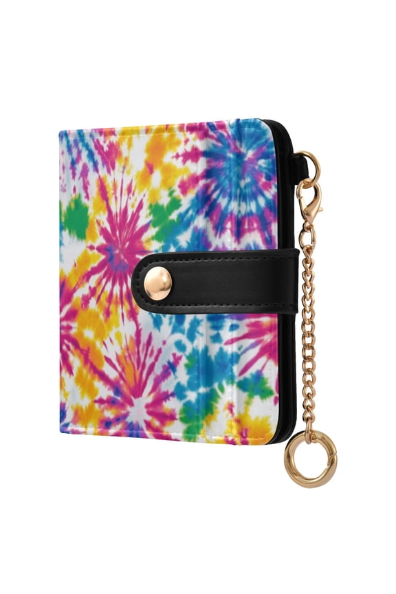 Womens Wallet PU Leather Bifold Small Purse with RFID Blocking Credit Card Holder Tie-dye Pattern