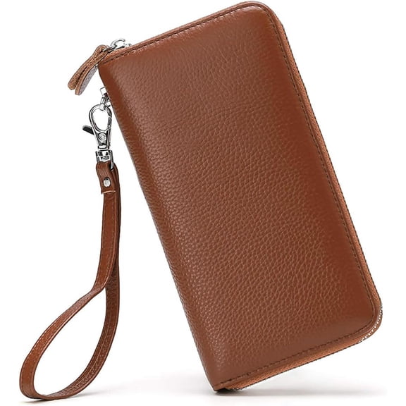 Womens Wallet RFID Blocking  Zip Around Wallet Clutch Wristlet Travel Long Purse for Women