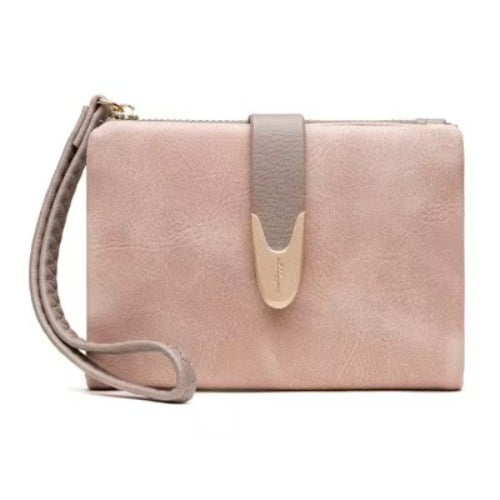 Womens Wallet Rfid Small Bifold Wallet,Ladies Zipper Card Cluth Coin Purse Wristlet (Navy)