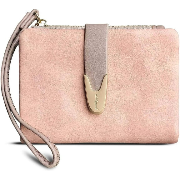 Womens Wallet Rfid Small Bifold Wallet,Ladies Zipper Card Cluth Coin Purse Wristlet (Purple)