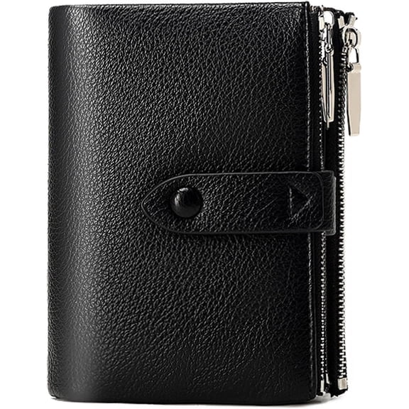 Womens Wallet Rfid Small Compact Leather Ladies Bifold Wallet Slim Medium Billfolds for Women Thin Female Wallet with Double Zipper Coin Purse (Pink)