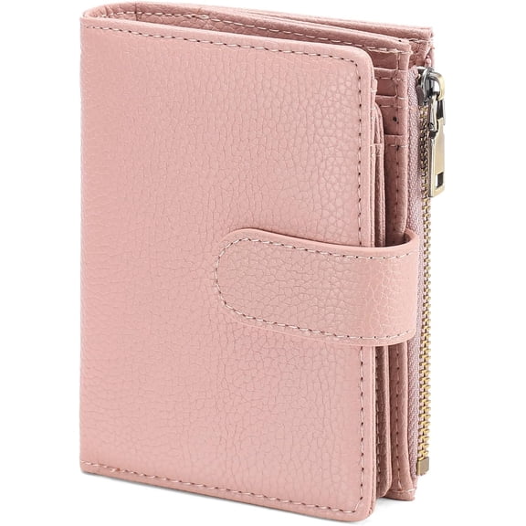 Womens Wallet Small Leather RFID Blocking Bifold Zipper Pocket Wallet Card Case Purse with ID Window