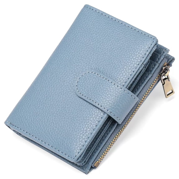 Womens Wallet Small Leather RFID Blocking Bifold Zipper Pocket Wallet Card Case Purse with ID Window