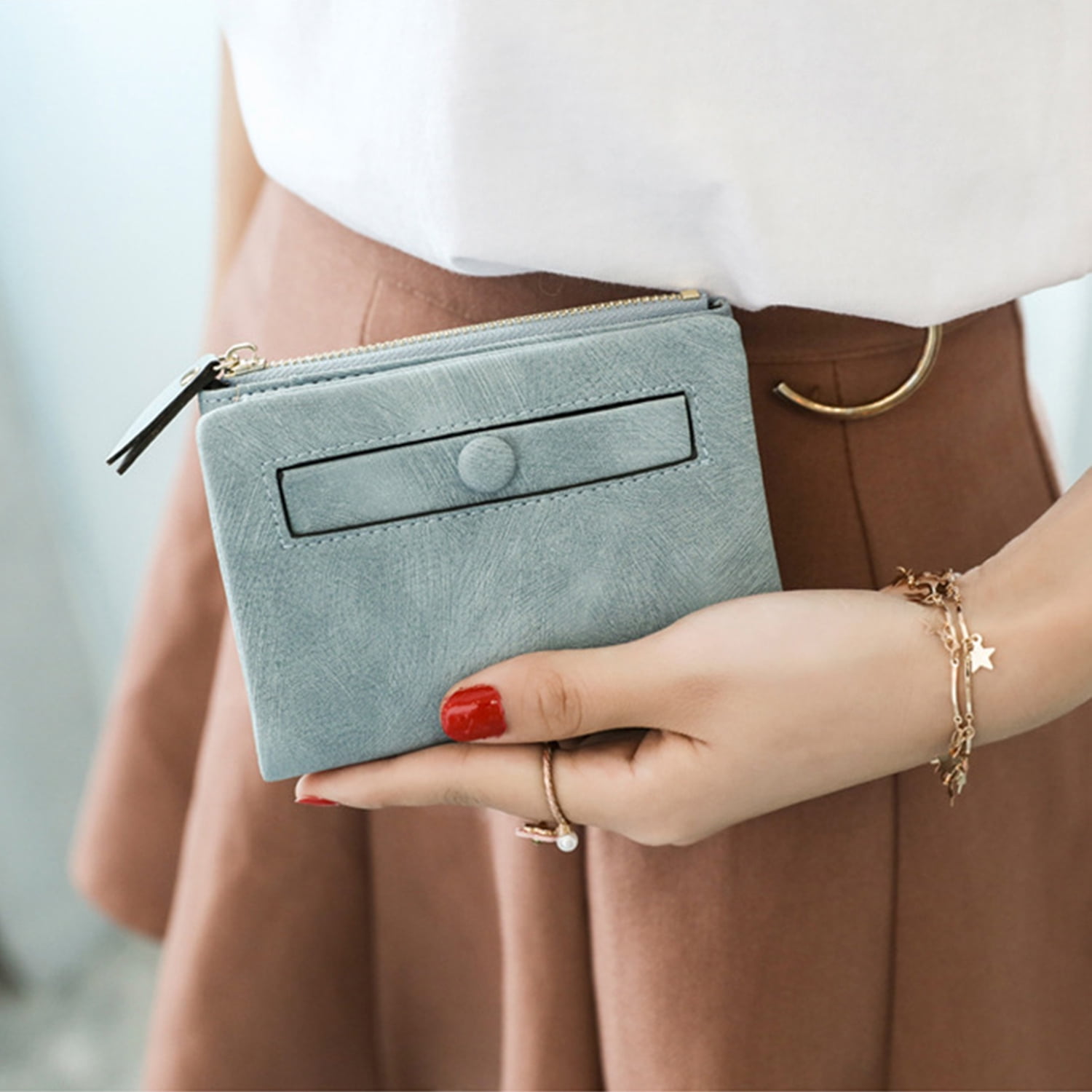 Womens Wallet, Small Slim RFID Card Wallets for Women, Foldable Leather