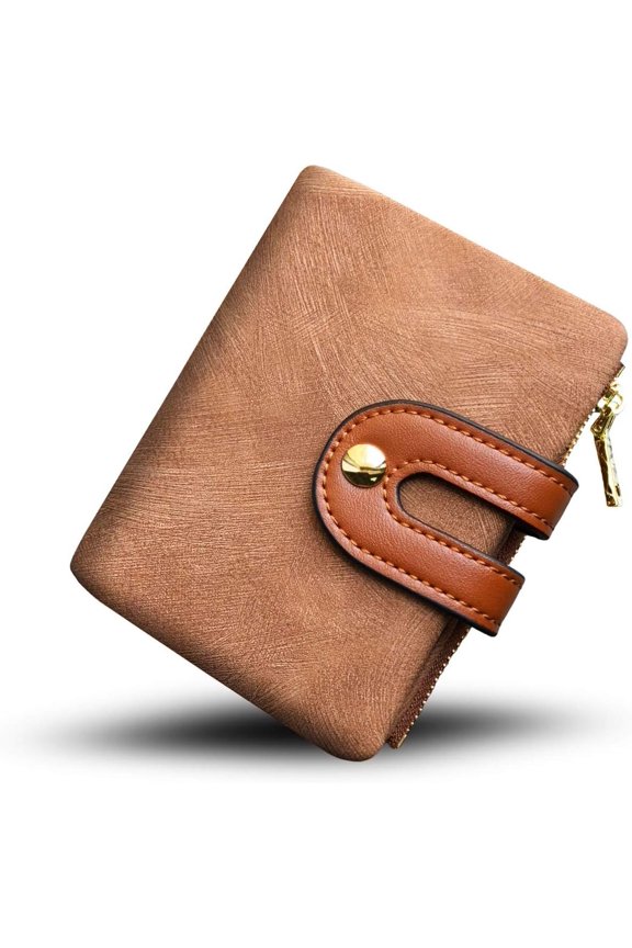 Womens Wallets Bifold Leather Small Wallets for Women Mini Rfid Thin(brown)