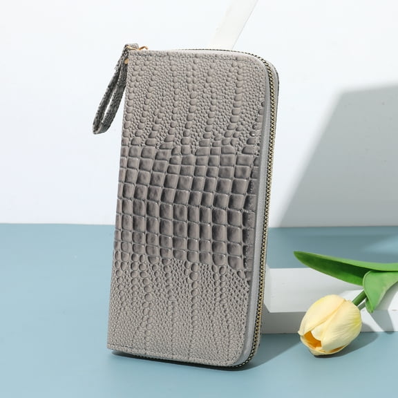 Badiya Womens Wallets Large Capacity Blocking Genuine Leather Wallet for Women Zip Clutch Card Holder with Wristlet