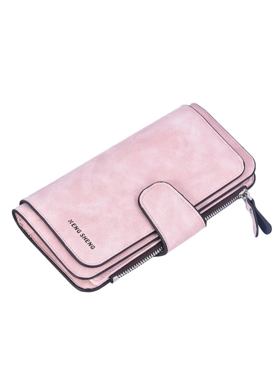 Womens Wallets Large Capacity Credit Card Holder Wallet Women Double Zipper Pocket Leather Bifold Ladies Wristlet Clutch Wallet
