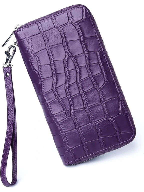 Womens Wallets Large Capacity RFID Blocking Wallet for Women Zip Clutch Card Holder with Wristlet