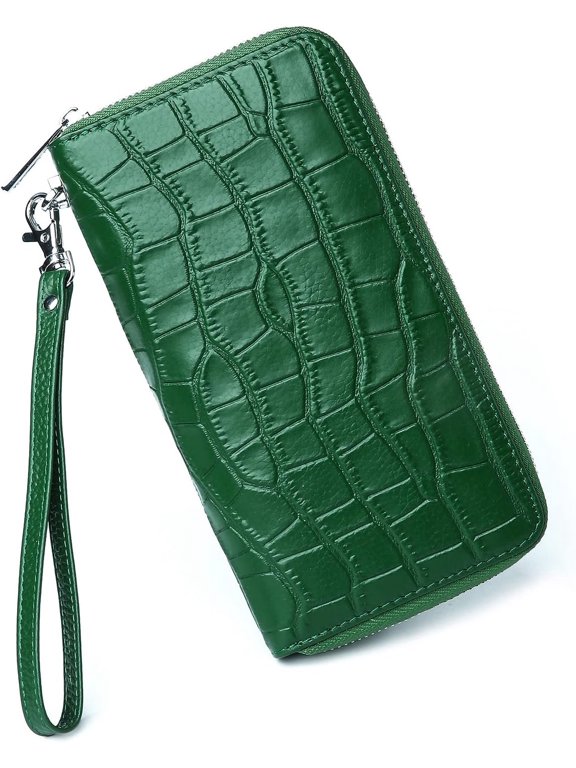 Womens Wallets Large Capacity RFID Blocking Wallet for Women Zip Clutch Card Holder with Wristlet