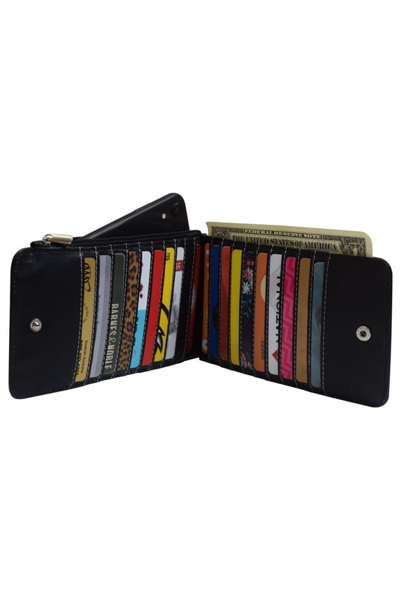 Womens Walllet RFID Blocking Bifold Multi Card Case Wallet with Zipper Pocket