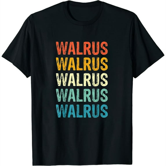 Womens Walrus Retro Vintage T-Shirt Black X-Large