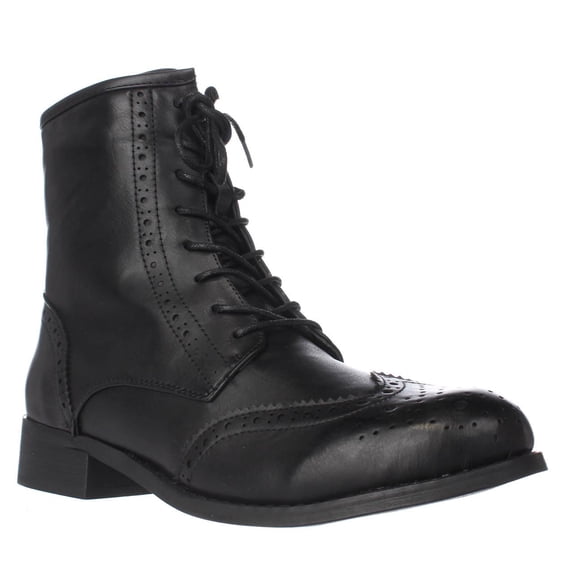 Womens Wanted Rickey Lace Up Combat Boots - Black