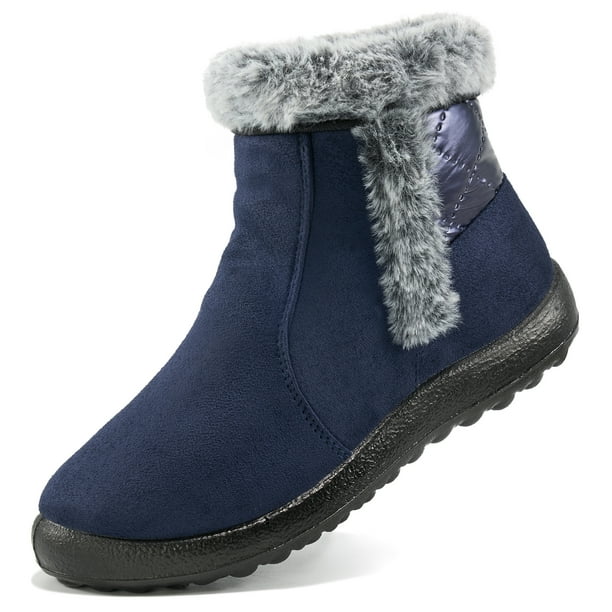 Waterproof fur lined ankle fashion boots