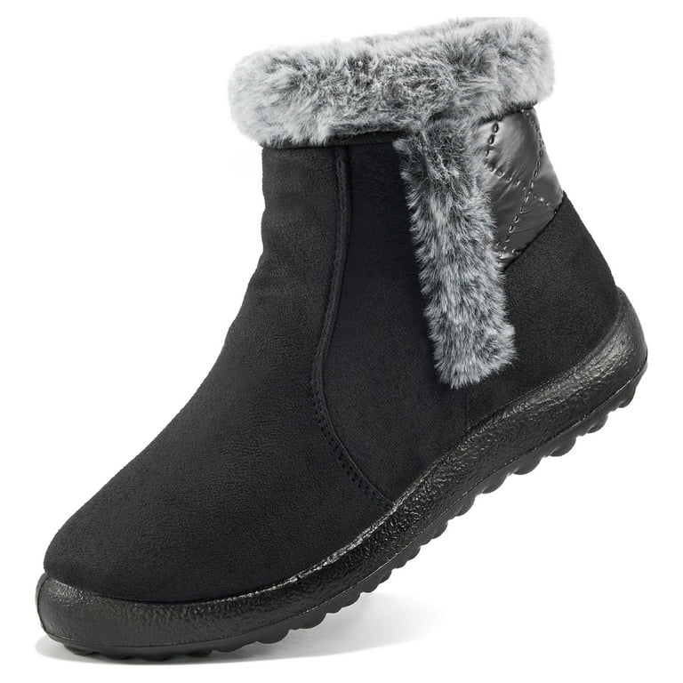 Womens Warm Faux Fur Lined Winter Snow Boots Waterproof Ankle