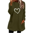 thumbnail image 1 of Womens Warm Fleece Pullover Tops Cute Heart Sherpa Lined Tunic Pullover Long Sleeve Crewneck Thermal Sweatshirts Winter Warm Cozy Jumper Shirts Loungewear with Pockets, 1 of 4