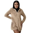 thumbnail image 1 of Womens Warm Fuzzy Fleece Hooded Romper Sherpa Short Playsuit Jumpsuit Cute Bear Onesie Sleepwear Zip Rompers, 1 of 8