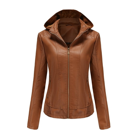Womens Warm Long Sleeve Jacket Slim Winter Parkas Faux Leather Hoodless Coats