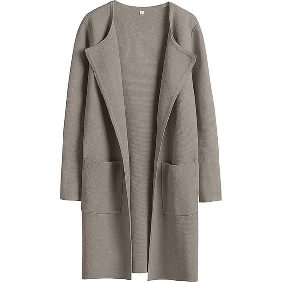 Womens Warm Open Front Woolen Coat Jacket Windbreakers Jacket Loose Cardigan Long Coat Outwear