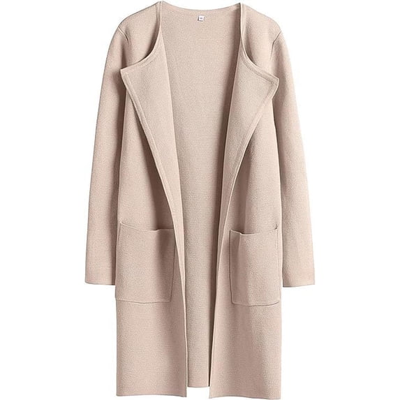 Womens Warm Open Front Woolen Coat Jacket Windbreakers Jacket Loose Cardigan Long Coat Outwear