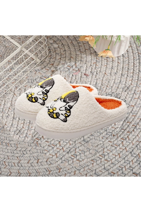 Womens Warm Slippers Casual Winter Slip-on Velvet Warm Slide Flat Sandals Women Solid Color Round Toe Indoor Outdoor Thick Soled Slippers