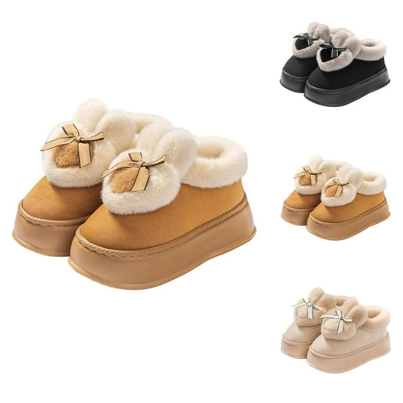 Womens Warm Slippers Plush Soft Cozy Bedroom Footwear Memory Foam On Shoes For Winter Warm Lined Indoor Outdoor Slide Mule With Arch Support