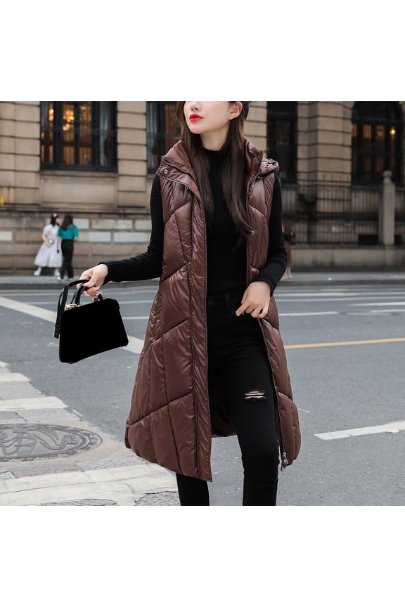 Womens Warm Winter Coat Thicken Jacket Quilted With Hooded Long Coat Vest Jacket Hooded Vest Hood Coat Insulated Women Jacket Long down Coat with Hood for Women Womens down Coat Maternity Winter