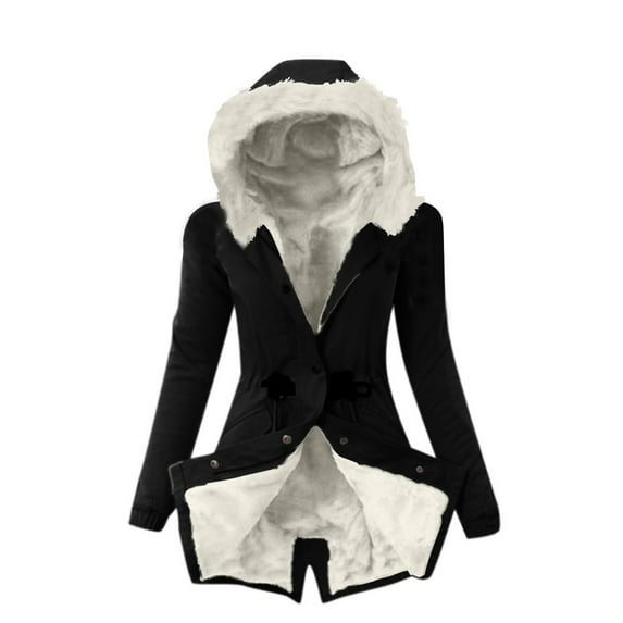 Womens Warm Winter Coats Puffer Jackets Long with Plush Plus Size Parka Coats Thicken Padded Outwear Overcoats