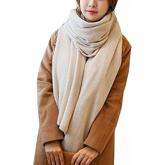 Womens Warm Winter Scarves Set Blanket Scarf Pure Color Beige