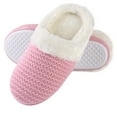 thumbnail image 1 of Womens Warm Winter Slippers Cozy Cable Knit Memory Foam House Slipper Clog Shoes with Fuzzy Plush Collar for Women, 1 of 3