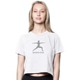 thumbnail image 1 of Womens Warrior Pose American-Made Cute Cropped Yoga Tee Shirt, Large White, 1 of 3