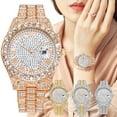 Womens Watch , Full Rhinestone Two Colours Calendar Watch 90 Off