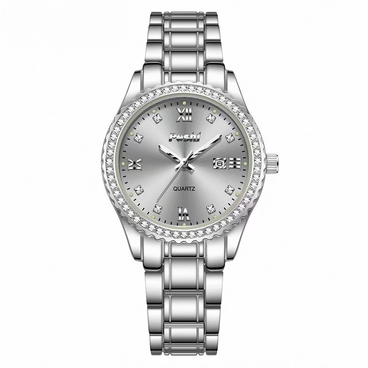 women's dress watches silver Womens Watch Luxury Diamond Analog Quartz Wrist Watches Silver Stainless  Steel with Date Waterproof Ladies Dress Business Casual Bracelet Watch