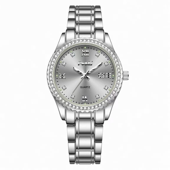 Womens Watch Luxury Diamond Analog Quartz Wrist Watches Silver Stainless Steel with Date Waterproof Ladies Dress Business Casual Bracelet Watch