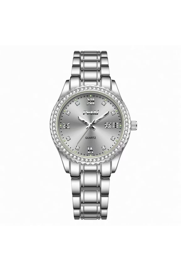 Womens Watch Luxury Diamond Analog Quartz Wrist Watches Silver Stainless Steel with Date Waterproof Ladies Dress Business Casual Bracelet Watch