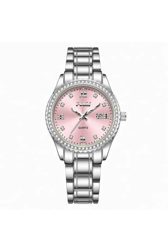 Womens Watch Luxury Diamond Analog Quartz Wrist Watches Silver Stainless Steel with Date Waterproof Ladies Dress Business Casual Bracelet Watch