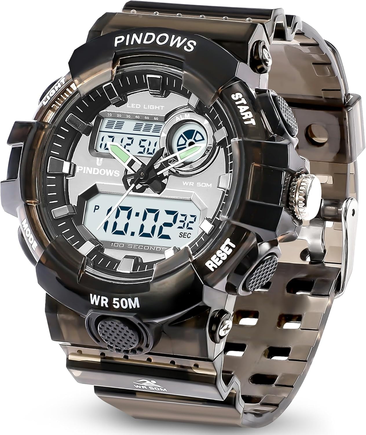 Womens Watch for Women Digital Sports Watch,7 Color LED Light Large Analog Digital Display Waterproof Watch with Alarm Stopwatch Hourly Chime Multi-Function Wrist Watches
