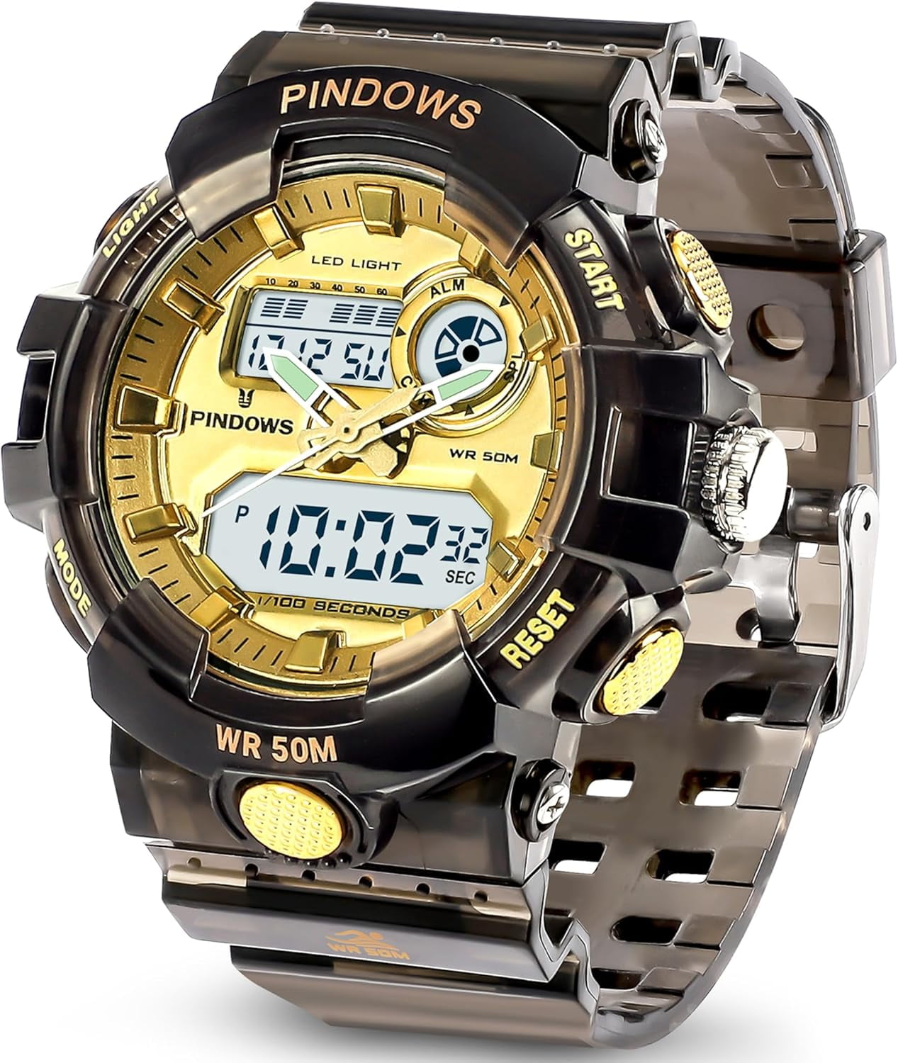 Womens Watch for Women Digital Sports Watch,7 Color LED Light Large Analog Digital Display Waterproof Watch with Alarm Stopwatch Hourly Chime Multi-Function Wrist Watches