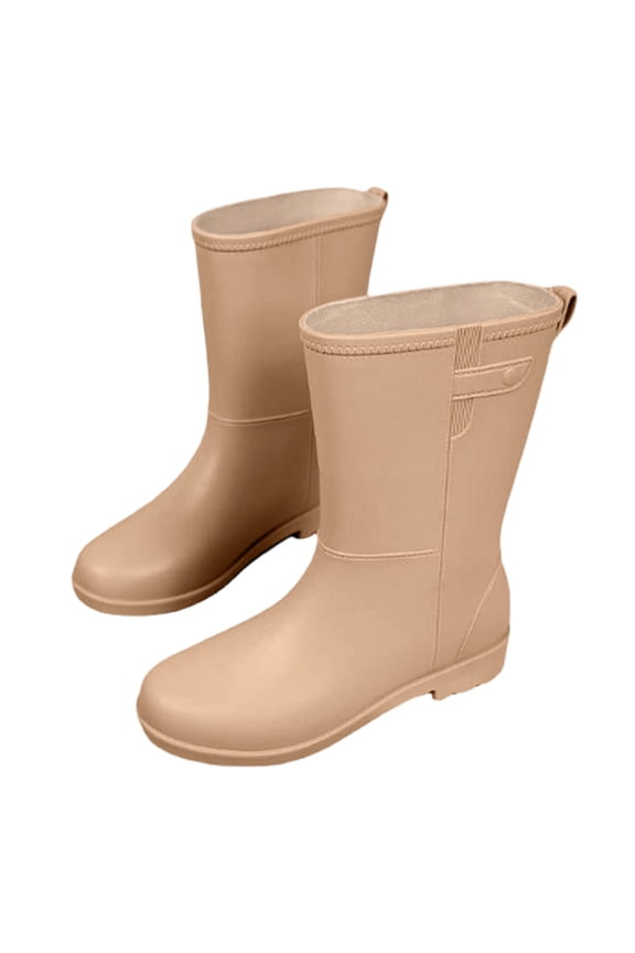 Womens Water Shoes Unisex Mid Calf Outdoor Rain Boots Waterproof Wear Resistant Non-Slip Sole Booties Brown 39