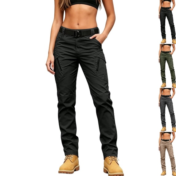 Womens Waterproof Cargo Pants Quick Dry Hiking Work Trousers with Pockets Black 5XL