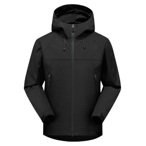 Womens Waterproof Comfortable Rain Jacket Loose Solid Color Matching Layer Windproof Mountaineering Clothing Long Sleeve Hooded Winter Black Raincoat For Golf Hiking Travel S-3XL
