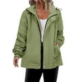 thumbnail image 1 of Womens Waterproof Full Zip Jacket with Pockets Mid-weight Windproof Hooded Raincoat Hiking Outdoor Windbreaker (2XL, Mint Green), 1 of 7