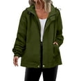 thumbnail image 1 of Womens Waterproof Full Zip Jacket with Pockets Mid-weight Windproof Hooded Raincoat Hiking Outdoor Windbreaker (M, Army Green), 1 of 7