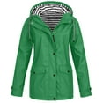 thumbnail image 1 of Womens' Waterproof Hooded Raincoat Solid Rain Jackets Outdoor Plus Size Hooded Raincoat Windproof Outdoor Windbreaker Jacket on Clearance, 1 of 4